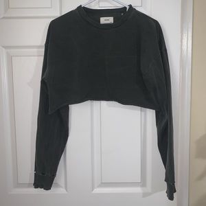 Joah Brown Grey Cropped Long Sleeved Top-one size